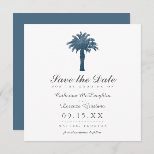 Serene Palm Tree Watercolor Save the Date (Vorne/Hinten)