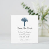 Serene Palm Tree Watercolor Save the Date (Stehend Vorderseite)