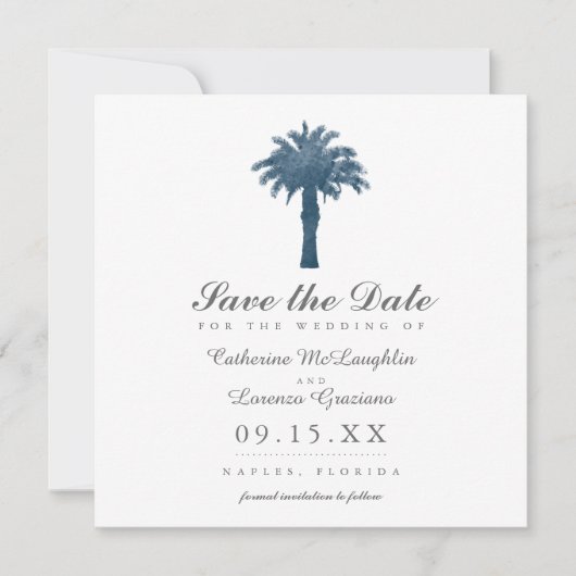 Serene Palm Tree Watercolor Save the Date (Vorderseite)