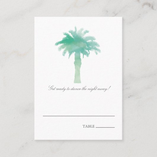 Serene Palm Tree Watercolor | Sitzkarte Platzkarte (Vorderseite)