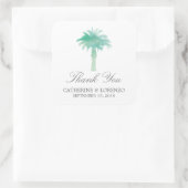 Serene Palm Tree Watercolor | Vielen Dank Quadratischer Aufkleber (Tasche)