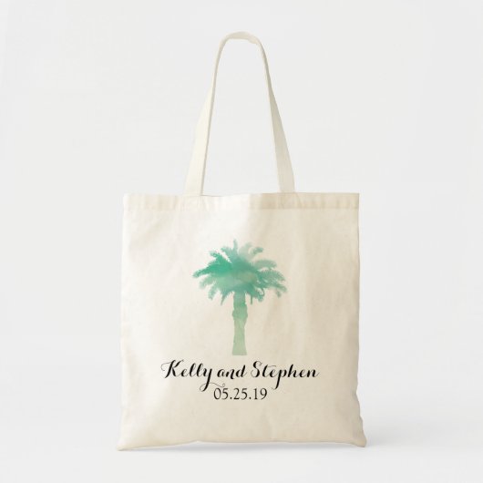 Serene Palm Tree Watercolor | Wedding Guest Bag Tragetasche (Vorne)
