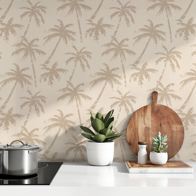 Serene Palms Beige & Cream Minimalistisch Tapete (Von Creator hochgeladen)