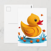 Serene Papercut Rubber Duck Postcard Postkarte (Vorne/Hinten)