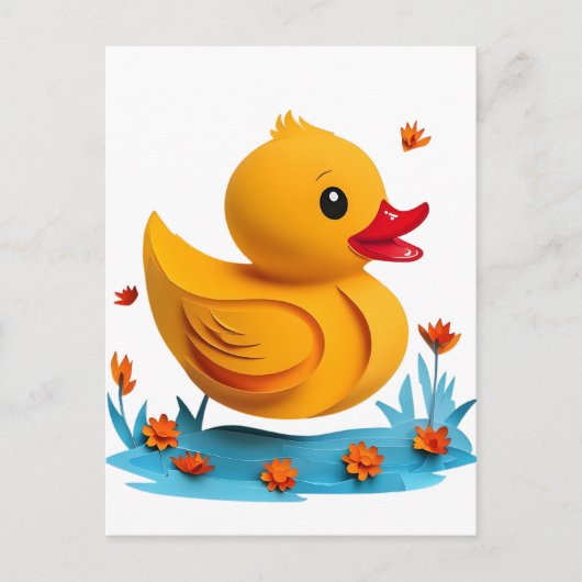 Serene Papercut Rubber Duck Postcard Postkarte (Vorderseite)