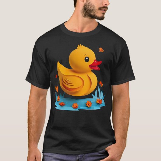 Serene Papercut Rubber Duck T-Shirt (Vorderseite)