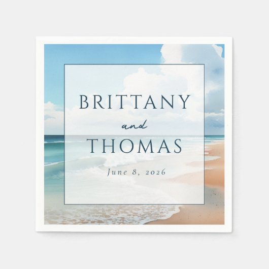 Serene Pastel Beach Waves Serviette (Vorderseite)