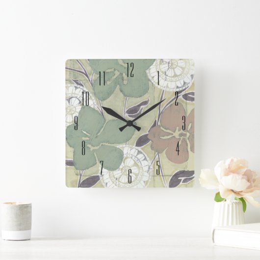 Serene Pastels II Quadratische Wanduhr (Zuhause)