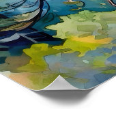 Serene Pine Forest Aquarell Kunst, Dichtung und Mu Poster (Ecke)