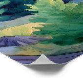Serene Pine Forest Aquarell Kunst, Dichtung und Mu Poster (Ecke)