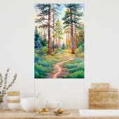 Serene Pine Forest Aquarell Kunst, Dichtung und Mu Poster (Küche)