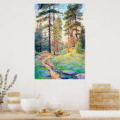 Serene Pine Forest Aquarell Kunst, Dichtung und Mu Poster (Küche)