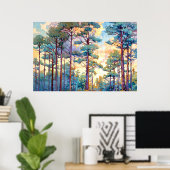 Serene Pine Forest Aquarell Print Poster (Heimbüro)
