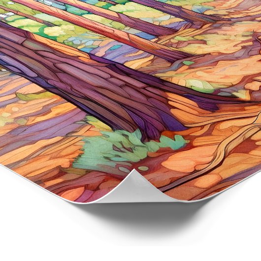 Serene Pine Forest Aquarell Print Poster (Ecke)