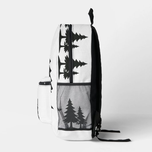 Serene Pine Tree Silhouette Bedruckter Rucksack (Rechts)