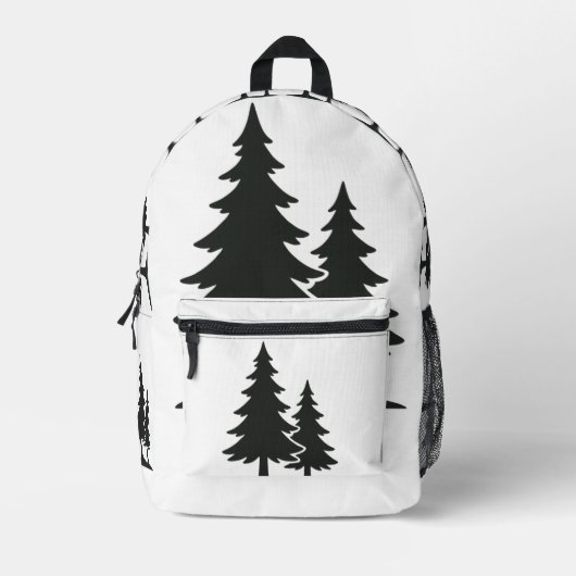 Serene Pine Tree Silhouette Bedruckter Rucksack (Vorderseite)