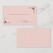 Serene Pink Minimalist Table Illustration Platzkarte (Vorne/Hinten)