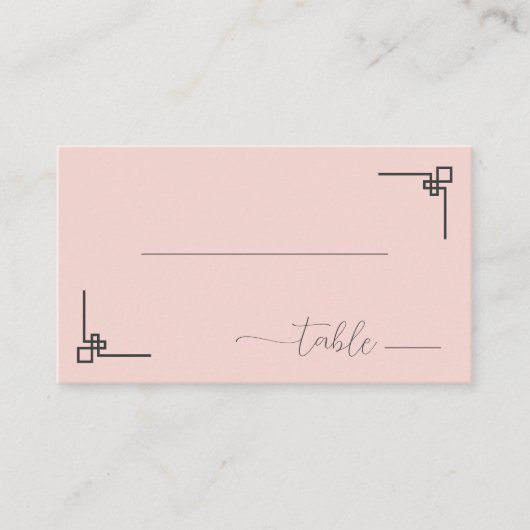 Serene Pink Minimalist Table Illustration Platzkarte (Vorderseite)