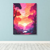Serene Pink Sunset: Starke Canvas Print Leinwanddruck (Insitu (Holzboden))