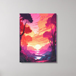 Serene Pink Sunset: Starke Canvas Print Leinwanddruck