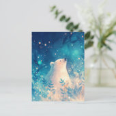 Serene Polar Bear in Ethereal Blue Garden Postkarte (Stehend Vorderseite)