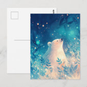 Serene Polar Bear in Ethereal Blue Garden Postkarte (Vorne/Hinten)