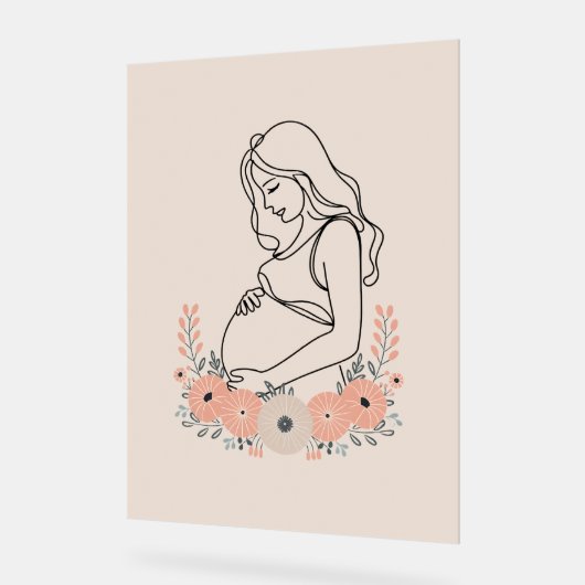 Serene Pregnancy Line Art Acrylschild (Winkel)