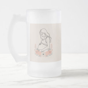 Serene Pregnancy Line Art Mattglas Bierglas