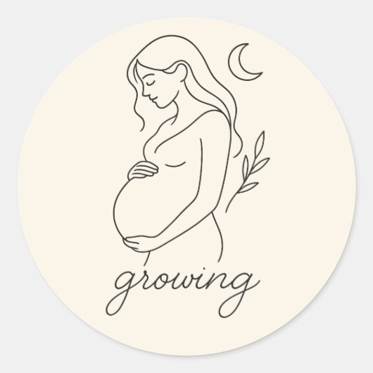 Serene Pregnancy Line Art Minimalistisch Sticker (Vorderseite)