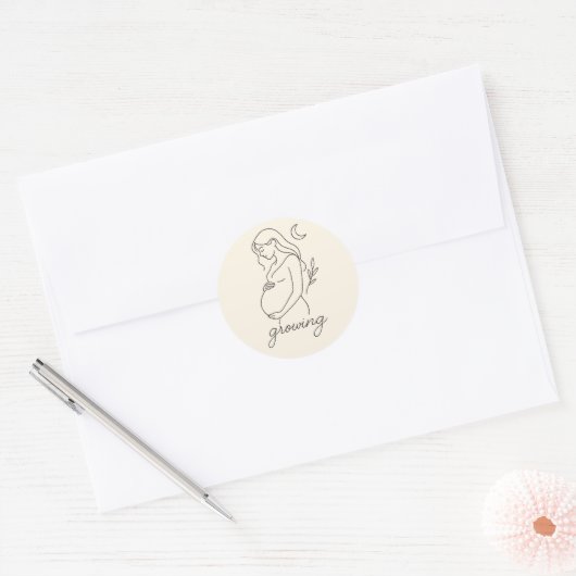 Serene Pregnancy Line Art Minimalistisch Sticker (Umschlag)