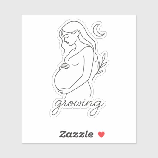 Serene Pregnancy Line Art Minimalistisch Sticker (Blatt)