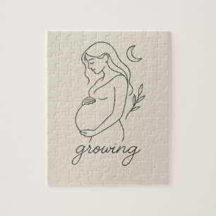 Serene Pregnancy Line Art Minimalistisch Sticker Puzzle