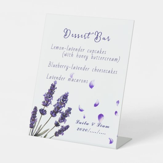Serene Provence Lavender Floral Wedding Sockelschild (Vorderseite)