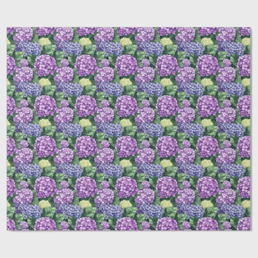 Serene Purple Floral Hydrangea Geschenkpapier (Flach)