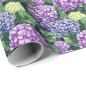 Serene Purple Floral Hydrangea Geschenkpapier (Rolleneckpunkt)