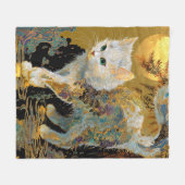 Serene Rinpa Cat | Japanischer Gold Zen Fleecedecke (Vorderseite (Horizontal))