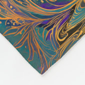 Serene Rinpa Cat | Japanischer Gold Zen Fleecedecke (Ecke)