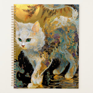Serene Rinpa Cat Japanischer Gold Zen Planer