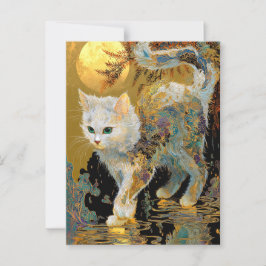 Serene Rinpa Cat | Japanischer Gold Zen Postkarte