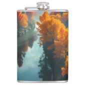 Serene River Shore Reflection Nature Art  Flachmann (Vorderseite)