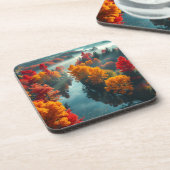 Serene River Shore Reflection Nature Art  Getränkeuntersetzer (Linke Seite)