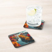 Serene River Shore Reflection Nature Art  Getränkeuntersetzer (Rechte Seite)