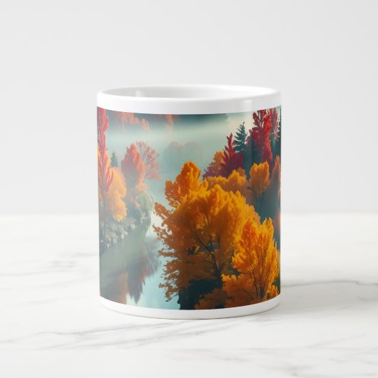 Serene River Shore Reflection Nature Art Jumbo-Tasse (Vorderseite)