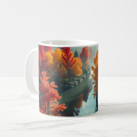 Serene River Shore Reflection Nature Art Kaffeetasse (Vorderseite Links)