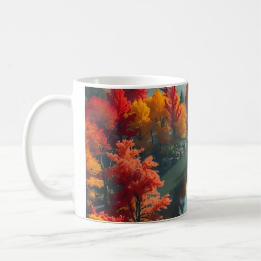 Serene River Shore Reflection Nature Art Kaffeetasse (Links)