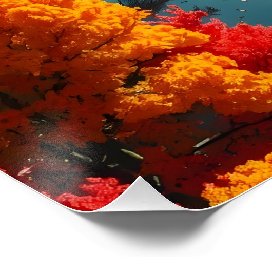 Serene River Shore Reflection Nature Art Poster (Ecke)