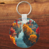 Serene River Shore Reflection Nature Art Schlüsselanhänger (Rückseite)