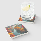 Serene River Shore Reflection Nature Art  Steinuntersetzer (Seitenansicht)