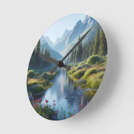 Serene River Valley Runde Wanduhr (Winkel)