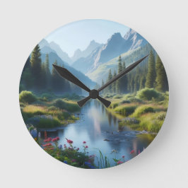 Serene River Valley Runde Wanduhr